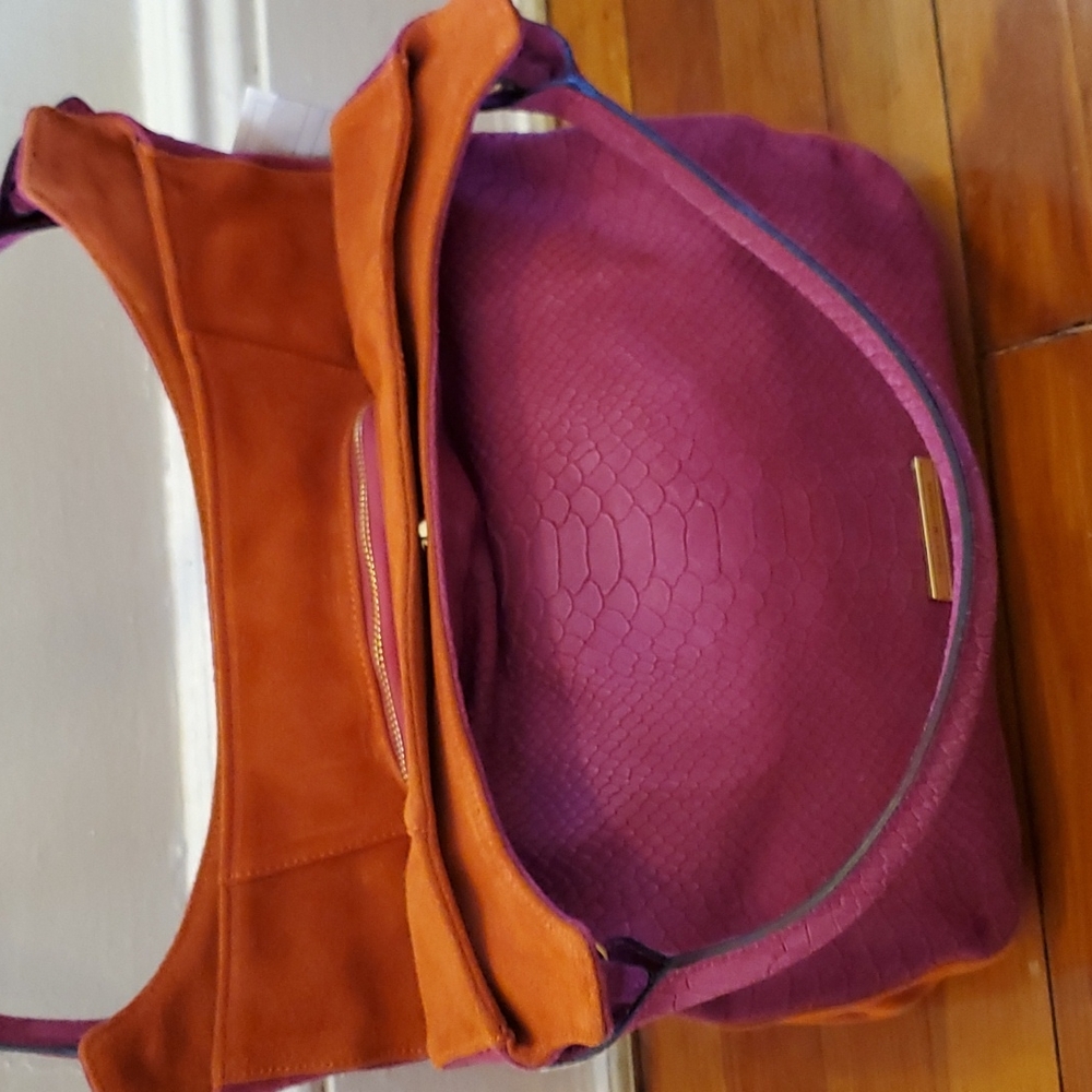 Tommy Hilfiger Python Rapsberry Suede Hobo bag - Picture 2 of 6